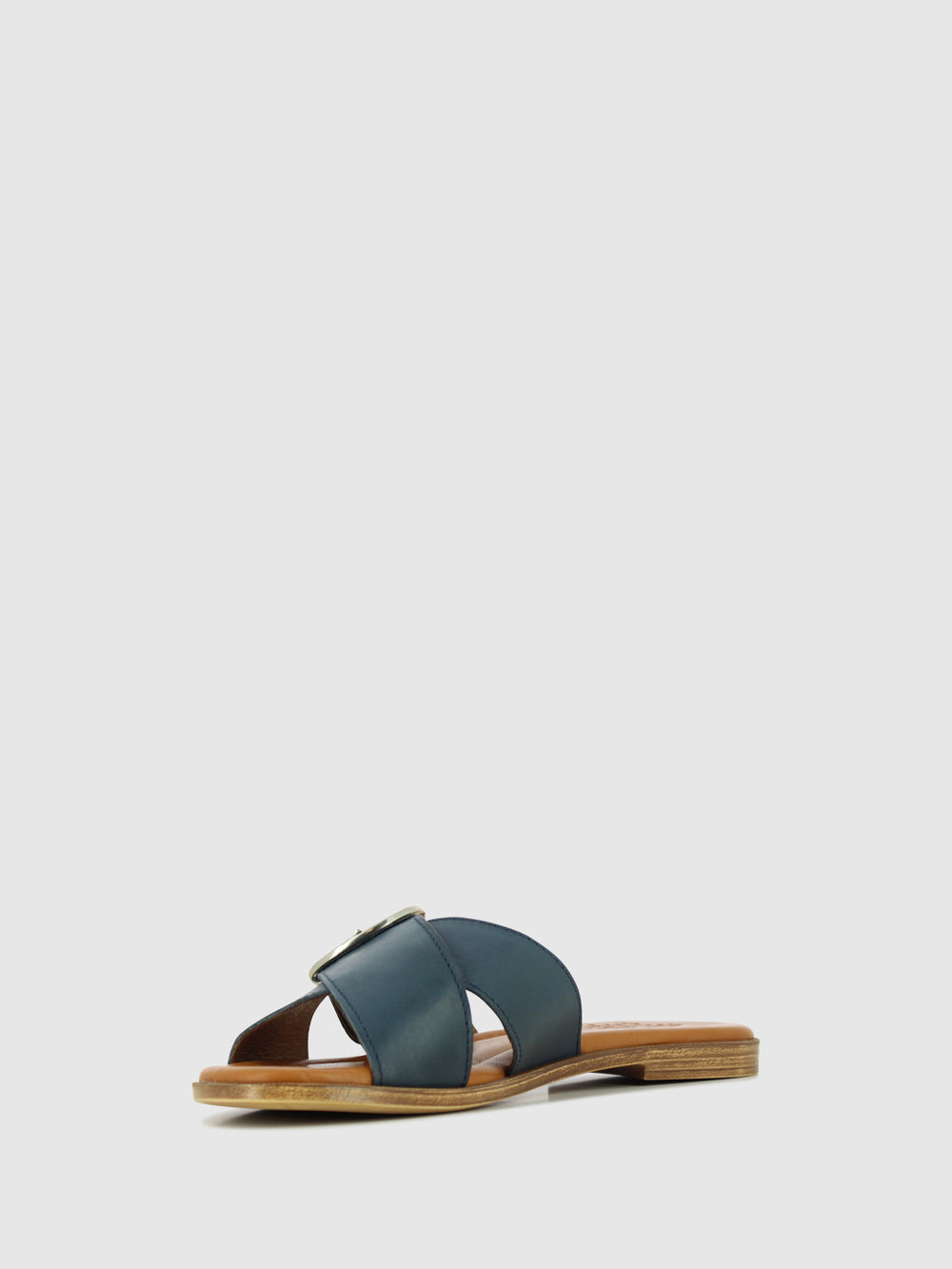 Sandálias com Apliques em Pele Azul