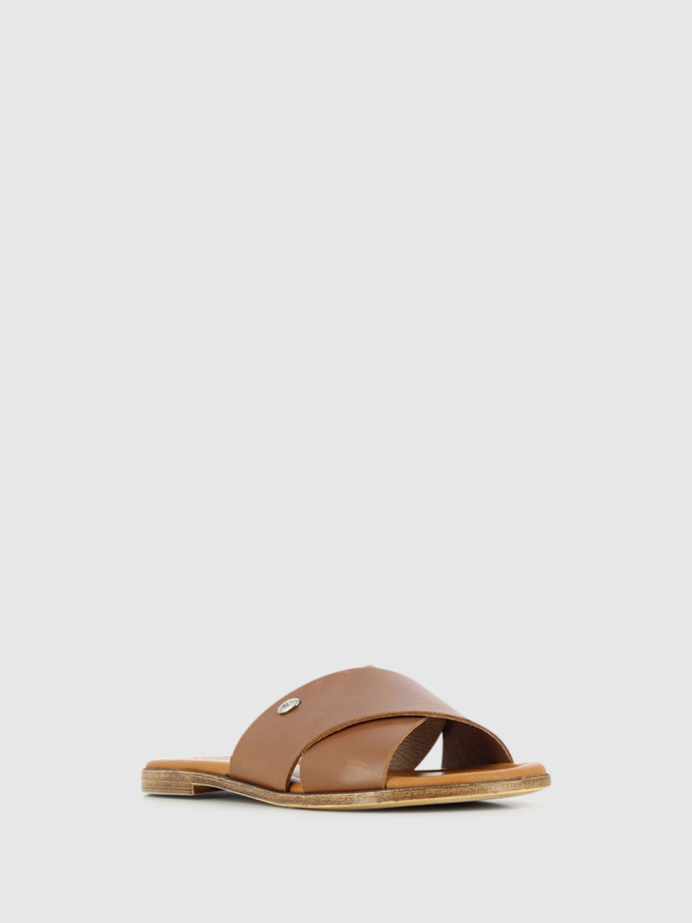 Sandálias Slip-on em Pele Camel