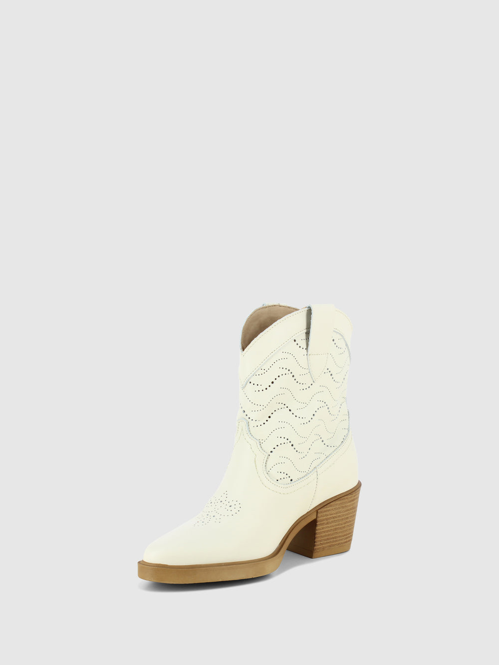Botins Texanas em Branco Cru