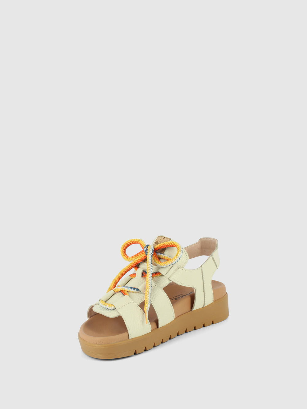 Sandálias com Atacadores em Branco Cru