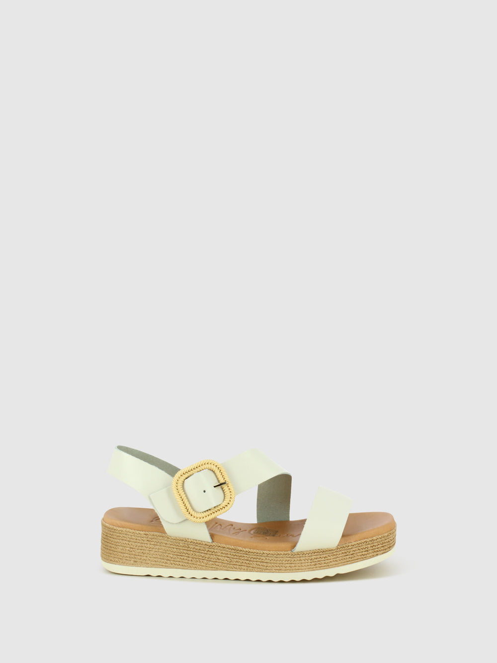 Sandálias com Fivela em Branco Cru