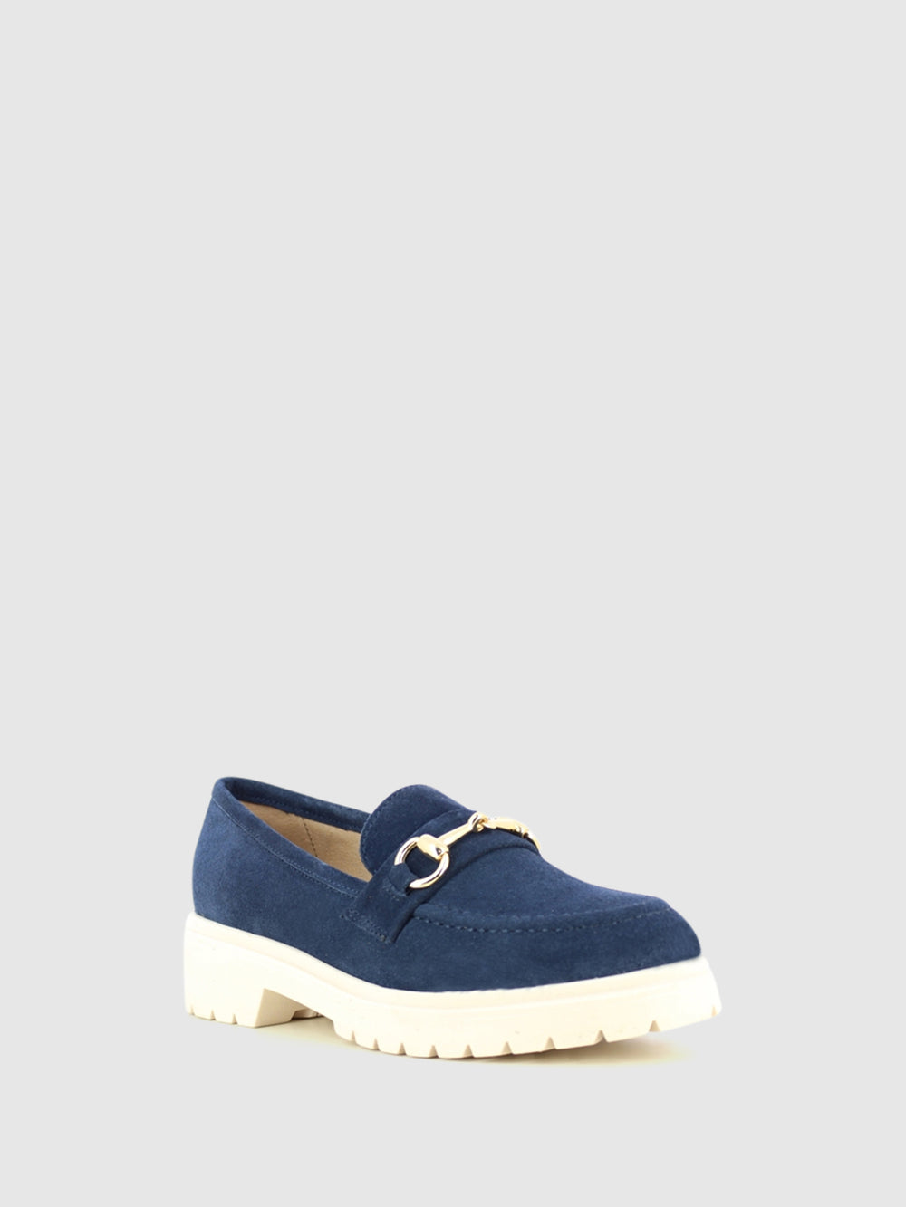 Loafers com Apliques Metálicos em Azul Marinho