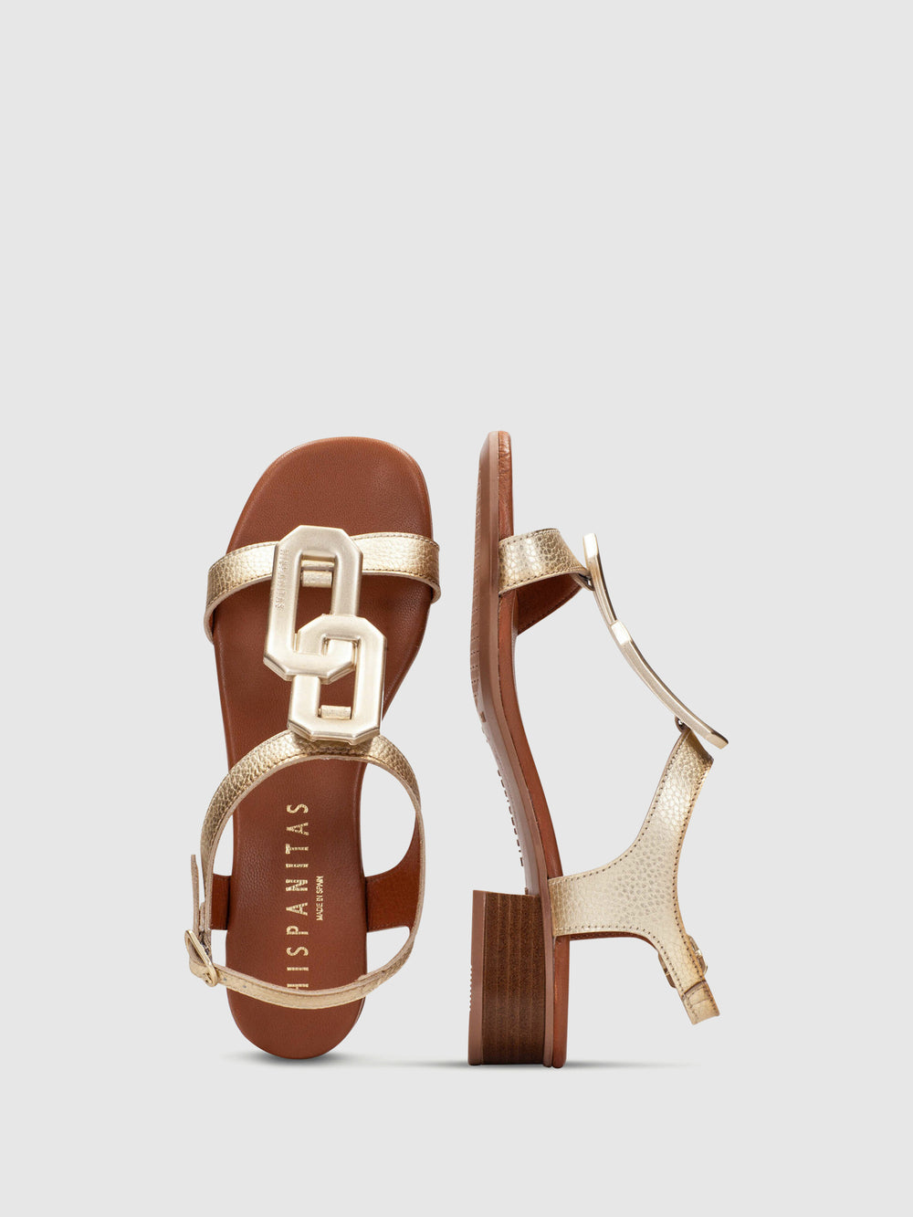 Sandálias com Tira no Tornozelo em Dourado