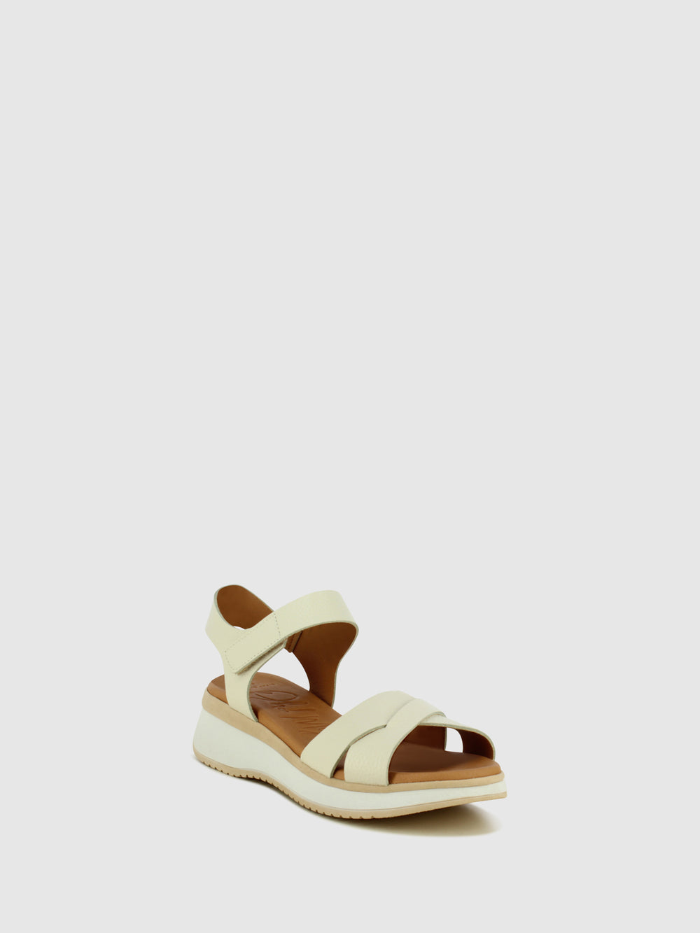 Sandálias com Velcro em Branco Cru
